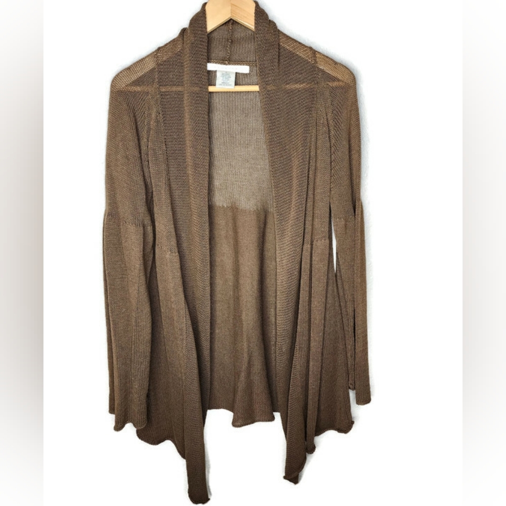 Studio M Brown Waterfall Cardigan Sweater Size M